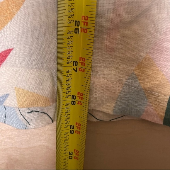 100% Linen blouse 2X  tropical leaf print beach vibes coastal Cynthia Rowley - Picture 5 of 8